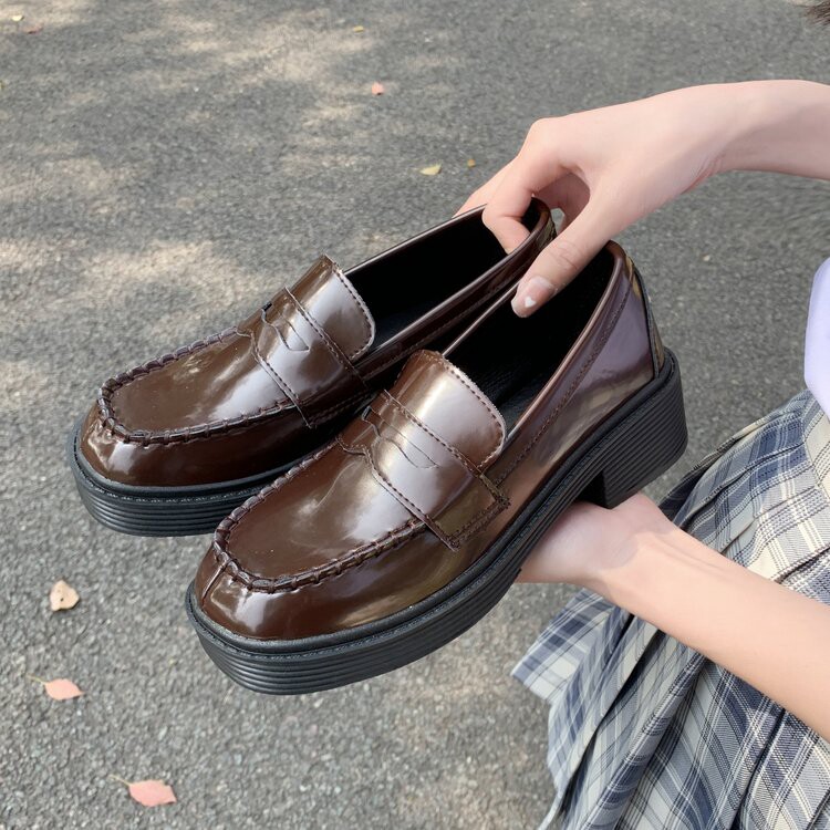 日系jk基础制服鞋女英伦学院风lo小皮鞋配裙子单鞋中跟乐福鞋春秋