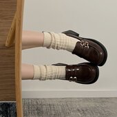 高跟鞋 粗跟英伦风小皮鞋 增高乐福鞋 棕色玛丽珍女鞋 女2026新款 法式