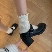 女2025新款 粗跟jk鞋 子高跟日系小皮鞋 黑色复古玛丽珍鞋 英伦风单鞋