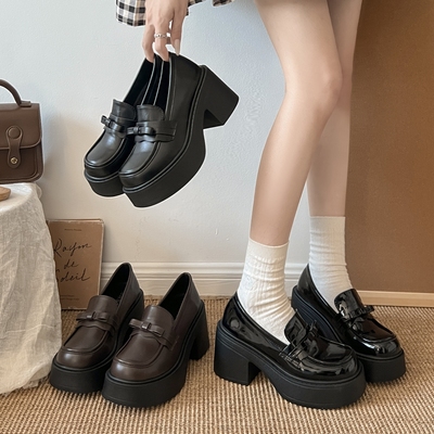 日系jk制服小个子厚底高跟乐福鞋