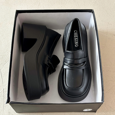 赠送运费险厚底增高乐福鞋高跟鞋