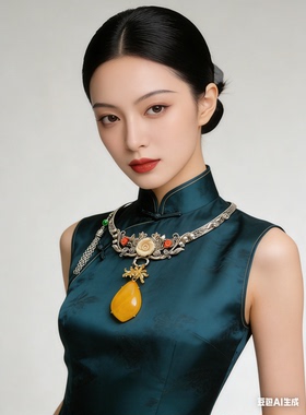 纯银复古镶嵌蜜蜡项圈链古风红色的送礼