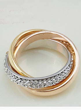 欧美风镀金精工锆石戒指