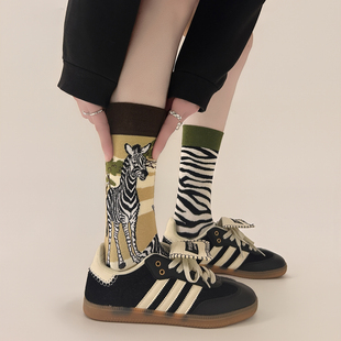 AB不对称鸳鸯袜真是绝了！男女情侣个性左右脚太潮了！袜子女中筒