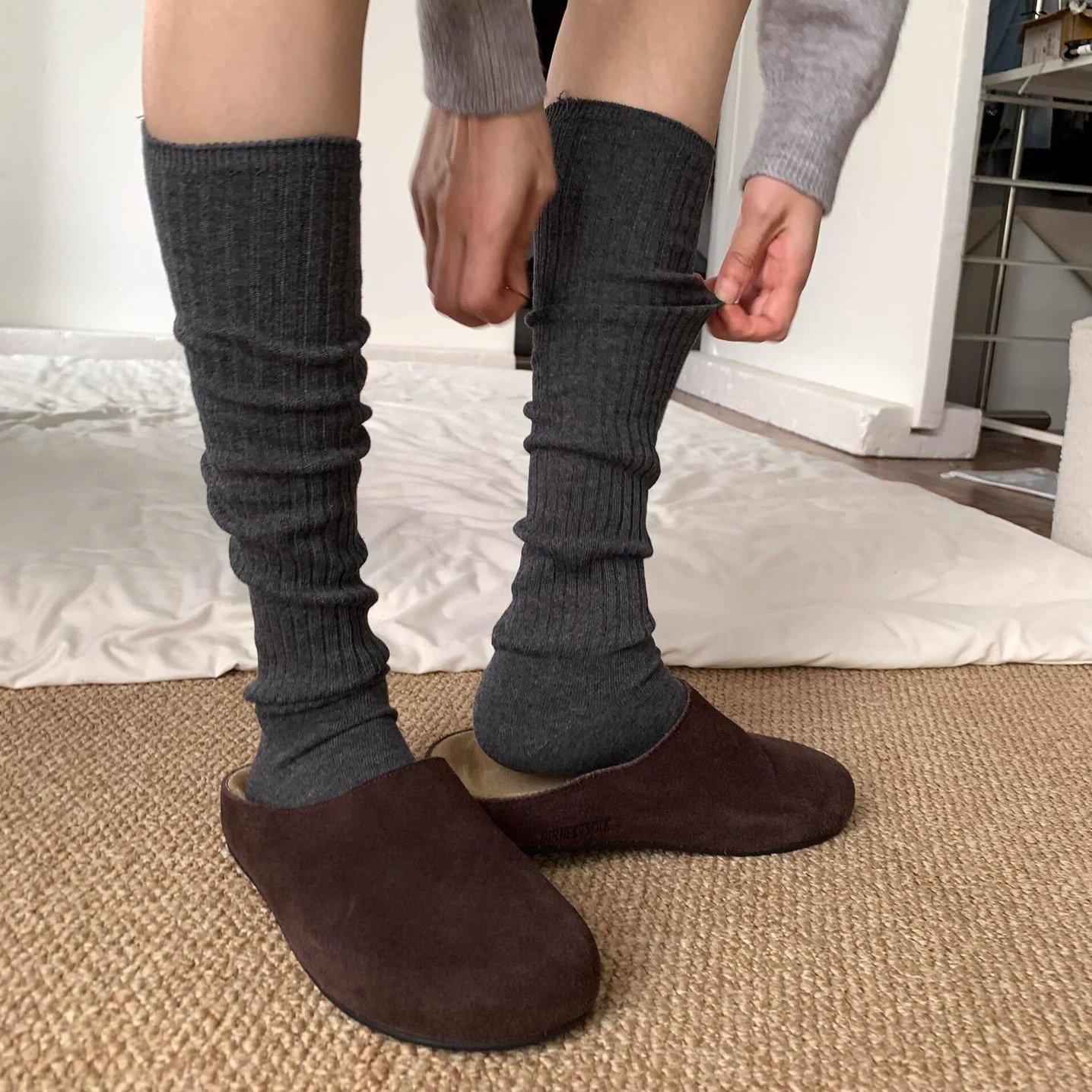 【4双装】复古坑条堆堆袜简直是秋冬bi备单品~显腿长腿细小腿袜女