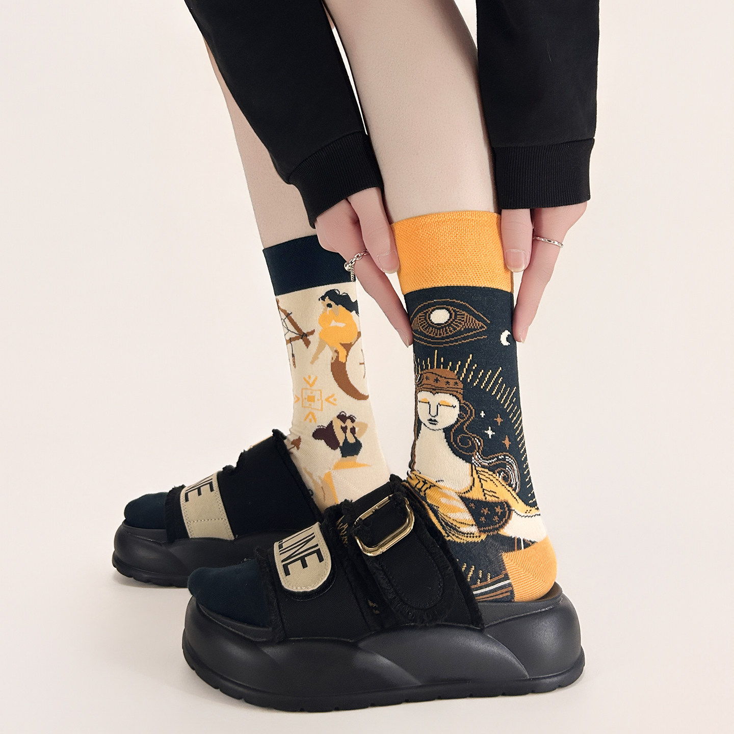 【4双装】真的nice！这个宝贝亿点点好~春夏透气棉AB不对称情侣潮