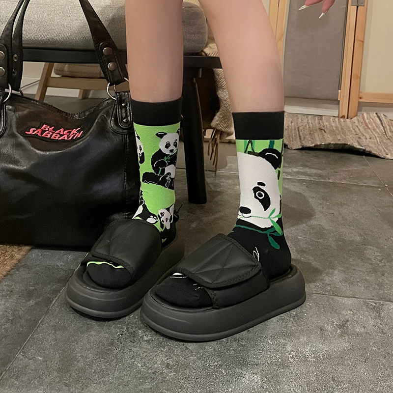 WMY SOCKS 原创AB潮袜不对称图鸳鸯袜ins中高筒街头男女百搭袜子