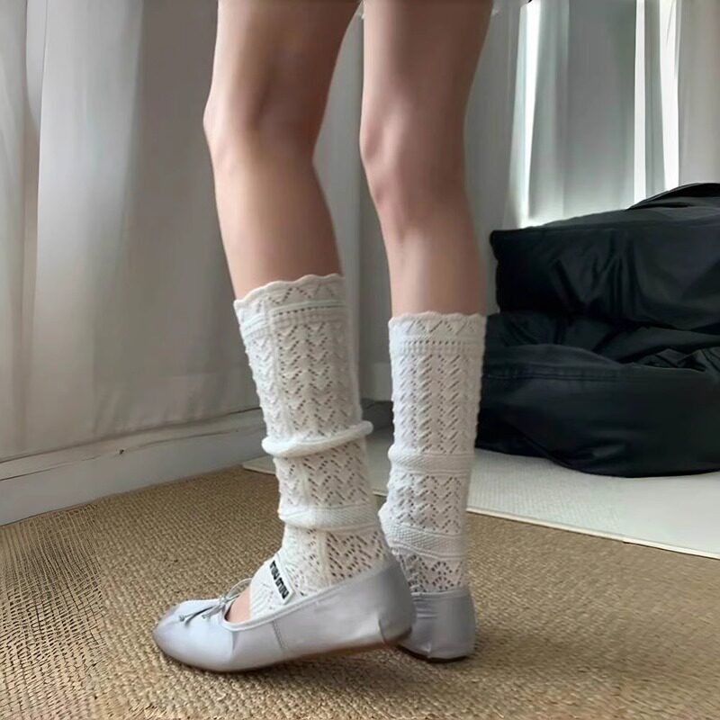 【5双装】春季保暖针织堆堆踩脚小腿wa套女~复古甜美百搭叠穿袜套