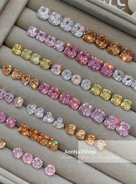 AONNAIL【钻】珠宝级美甲钻无底尖底129面鸟巢切高碳裸锆超闪耳钉