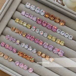 AONNAIL 珠宝级美甲钻无底尖底129面鸟巢切高碳裸锆超闪耳钉 钻