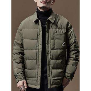 高端新国标90白鸭绒羽绒服男款秋季衬衫式面包服棉袄防寒保暖外套