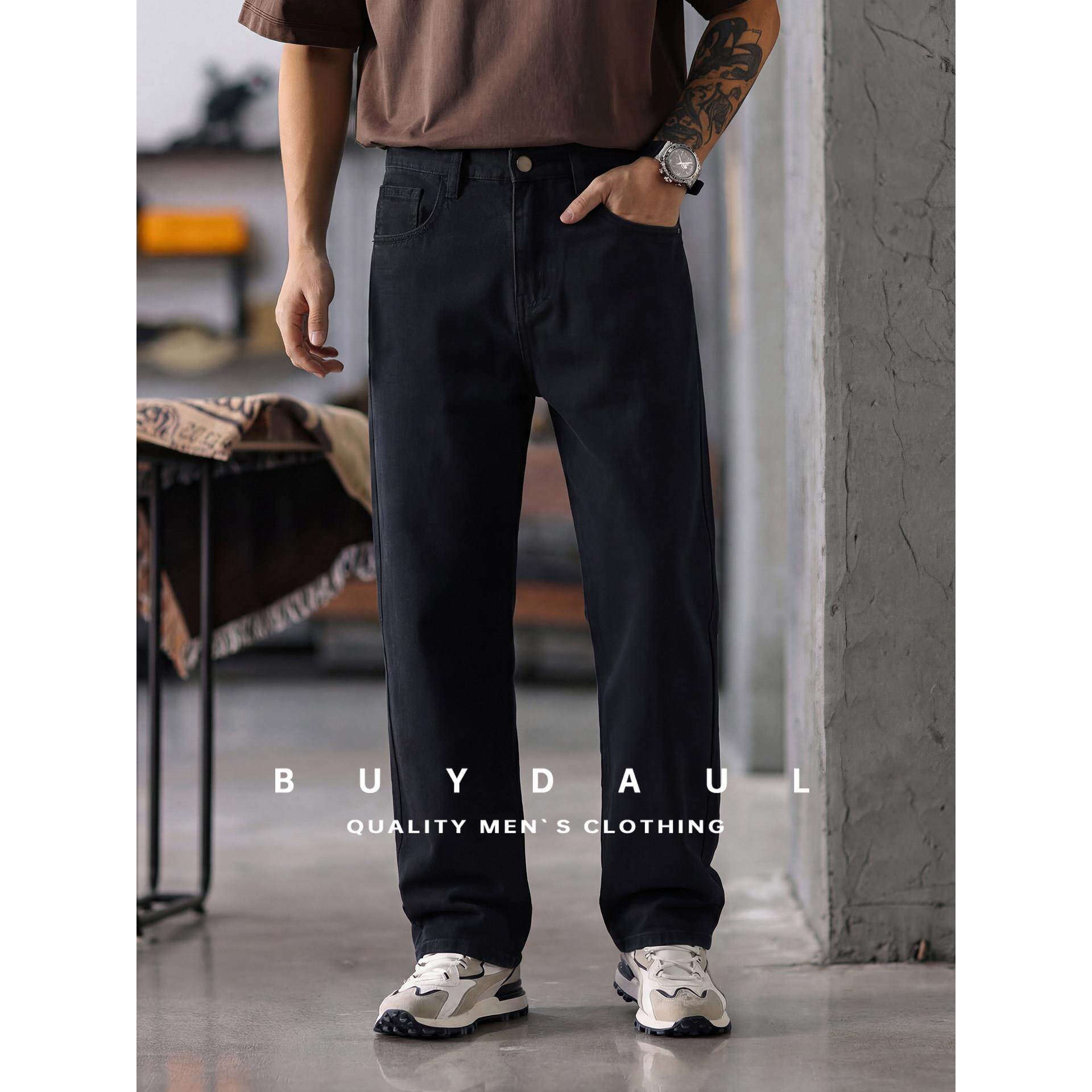 高级感黑色直筒牛仔裤男士春夏季2026新款美式复古宽松百搭长裤男