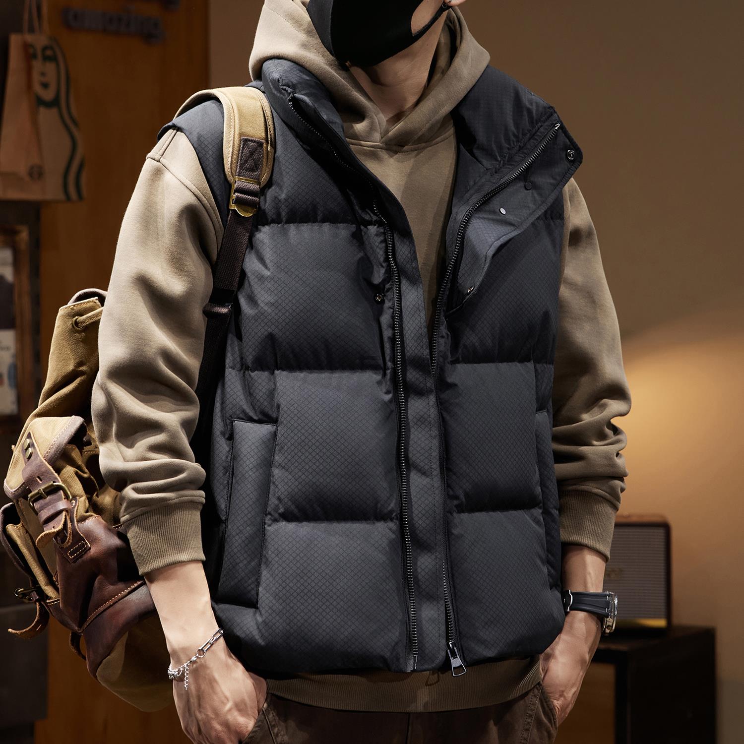 2025新款羽绒马甲男款冬季加厚保暖背心坎肩外套立领无袖马夹