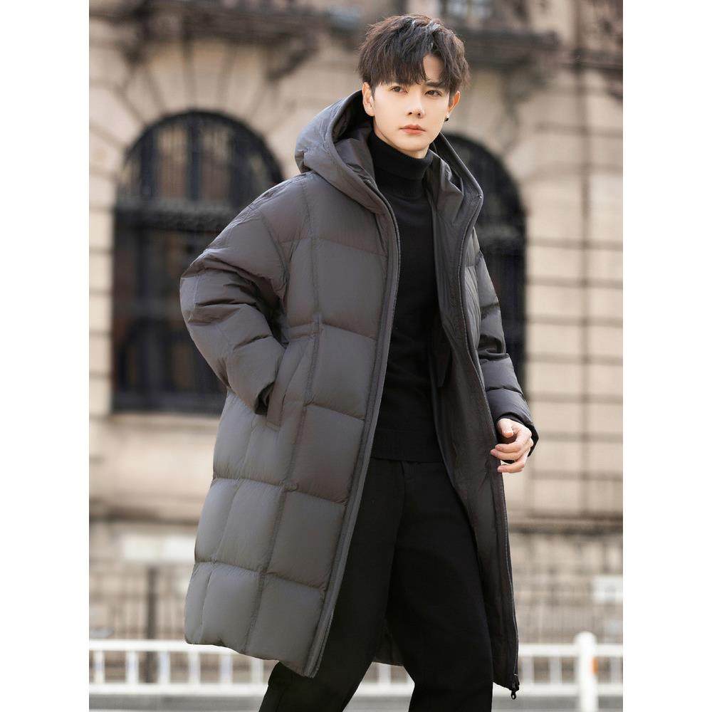 322g高充绒量羽绒服男士中长款2025冬季新款连帽宽松超厚保暖外套