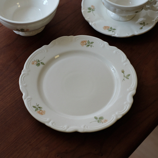 朴简杂货 中古风陶瓷西餐盘 蛋糕盘咖啡杯碟酸奶碗法式复古甜品碟