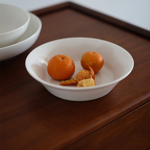 朴简杂货 日常实用纯白色陶瓷深盘菜盘一人食小盘子碟子极简餐具