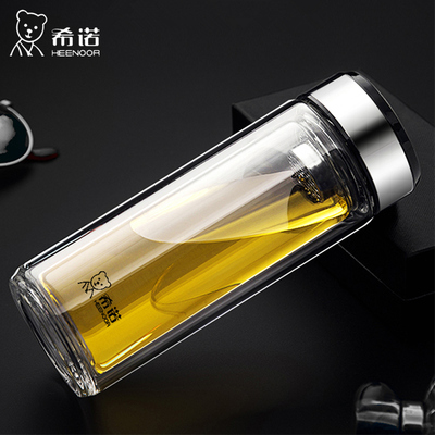 便携泡茶无铅双层玻璃杯