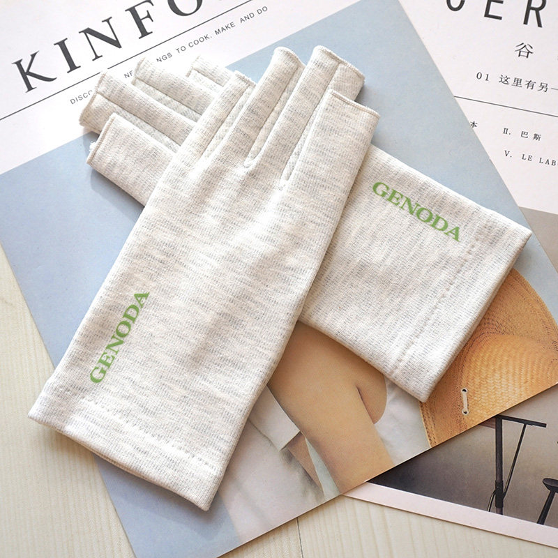 歌诺达女士春季彩棉半指手套吸汗透气开车触屏遮阳骑车手套