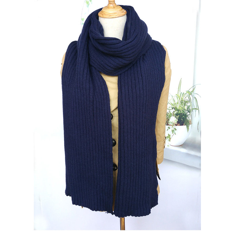 秋冬新款韩版男女情侣纯色针织保暖围巾长款加厚针织毛线围巾