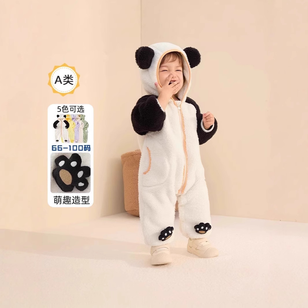 婴幼儿连体家居服男女宝宝卡通睡衣儿童春秋睡袋珊瑚绒爬爬服哈衣