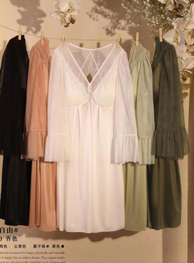 訫心CS5330原创羽毛浪漫定制进口纱丝柔软细腻亲肤透气有插垫睡裙