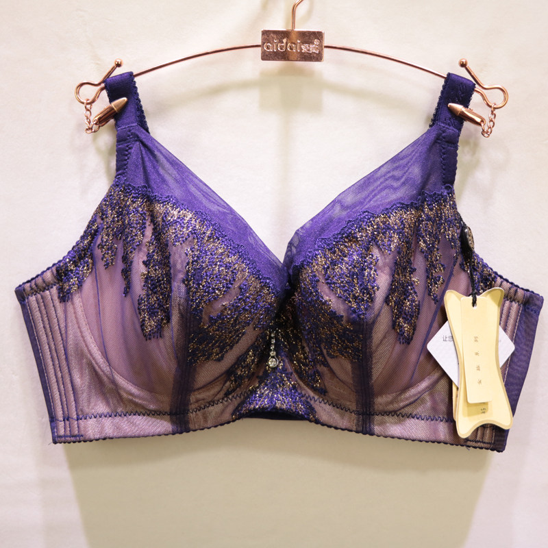 戴芝蒂有钢圈超薄cde杯全包上托大胸显小高侧比收副乳调整型文胸