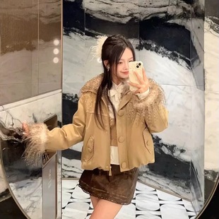 深圳南油高定女装2025冬季新款派克服90白鸭绒羽绒服女上衣