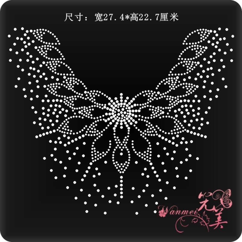领口烫图烫钻 衣服烫钻图案贴 成品图 贴钻画服装辅料DIY饰品定制