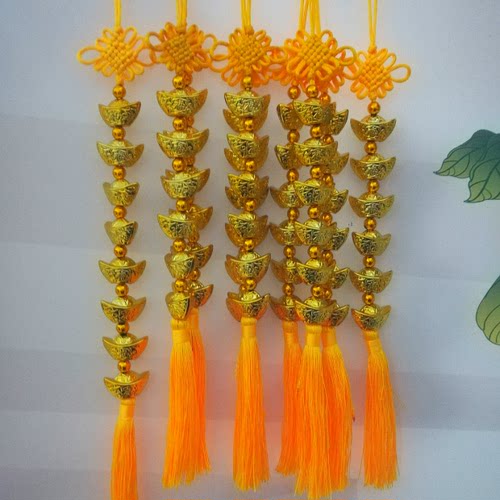 六八个金元宝串红黄色结春节装饰