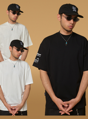 ComicTree C.t 2025春夏季基础运动纯色标语圆领短袖男士新款T恤