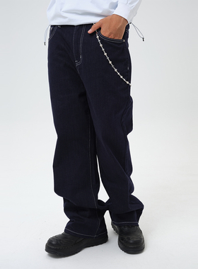 ComicTree C.t 2025秋季原色明线竹节纹牛仔长裤男士新款美式直筒