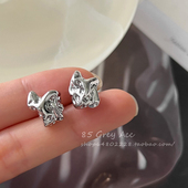 85度灰不规则熔岩耳钉女2026年新款 冷淡风气质耳环小众设计感耳饰