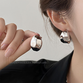 冷淡风不规则金属凹凸面耳钉女秋简约百搭耳环气质高级感时尚 耳饰