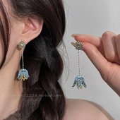 姜妍同款 波西米亚民族风流苏耳饰女复古高级耳钉耳夹 花朵耳环长款