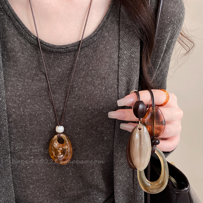 晕染长款吊坠项链女新款秋冬