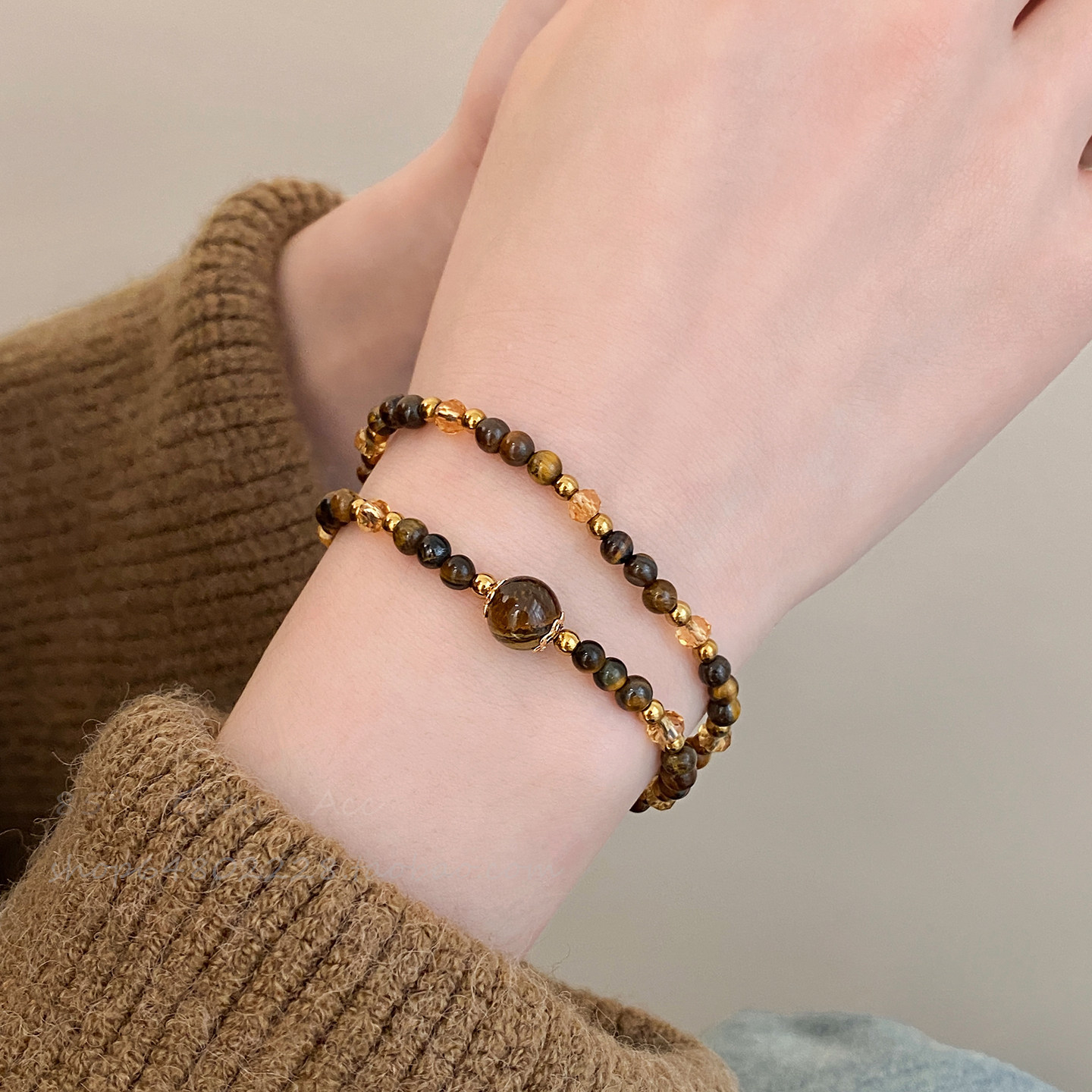 天然虎眼石双层手链女小众精致轻奢新中式复古串珠手串高级感手饰,饰品/流行首饰/时尚饰品新,手链,淘宝优惠券,粉丝福利购,淘宝优惠卷