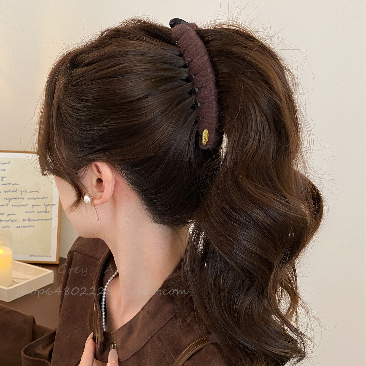 毛线香蕉夹发夹女2025秋冬季新款高级感气质扭扭夹竖夹高马尾抓夹,饰品/流行首饰/时尚饰品新,发饰,淘宝优惠券,粉丝福利购,淘宝优惠卷