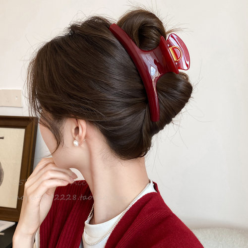 安可拉红抓夹发夹女后脑勺鲨鱼夹