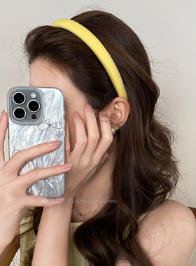 气质简约黄色布艺发箍女秋外出百搭高颅顶头箍高级感网红洗脸发卡