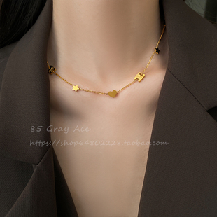 2025年新款爆款凯旋门钛钢项链女小众设计感星星爱心锁骨链脖颈链