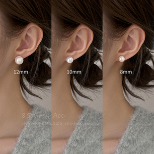 施家珍珠耳钉女2026新款爆款高级感简约轻奢耳环气质复古耳夹耳饰