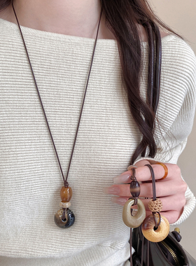 新中式晕染不规则长款项链女