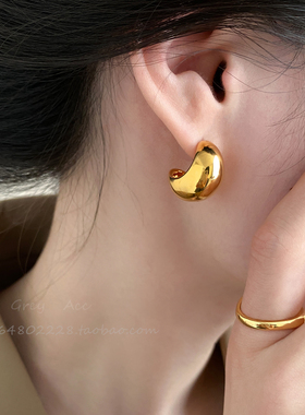 巨好看金色C形水滴耳环2026年新款爆款高级感轻奢气质耳钉耳饰女