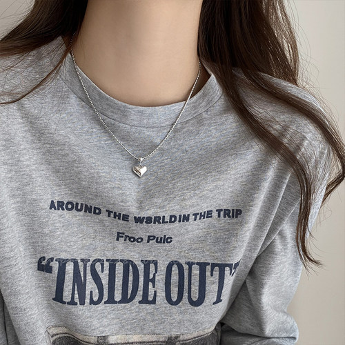 日常简约百搭银色金属爱心项链