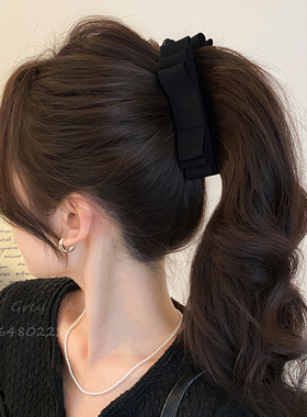 韩系气质香蕉夹竖夹2026新款黑色简约半扎夹发夹后脑勺马尾夹发卡