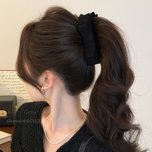 韩系气质香蕉夹竖夹2026新款黑色简约半扎夹发夹后脑勺马尾夹发卡