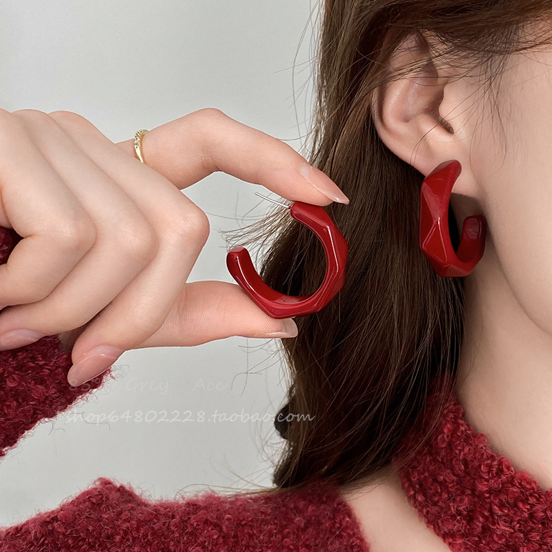 夸张欧美风酒红色滴釉大耳圈耳环女气质高级感耳钉时尚小众耳饰品,饰品/流行首饰/时尚饰品新,耳环,淘宝优惠券,粉丝福利购,淘宝优惠卷