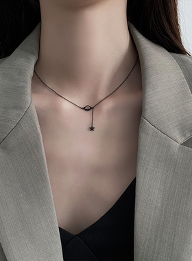 85度灰极简星球项链女小众设计感锁骨链个性冷淡风百搭脖颈链配饰