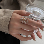 小众设计做旧雏菊花朵戒指女简约高级感开口指环时尚 百搭食指戒潮