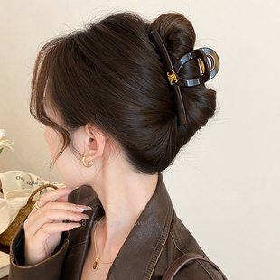 高级感发夹抓夹女2025新款气质金标夹子鲨鱼夹大号后脑勺盘发头饰